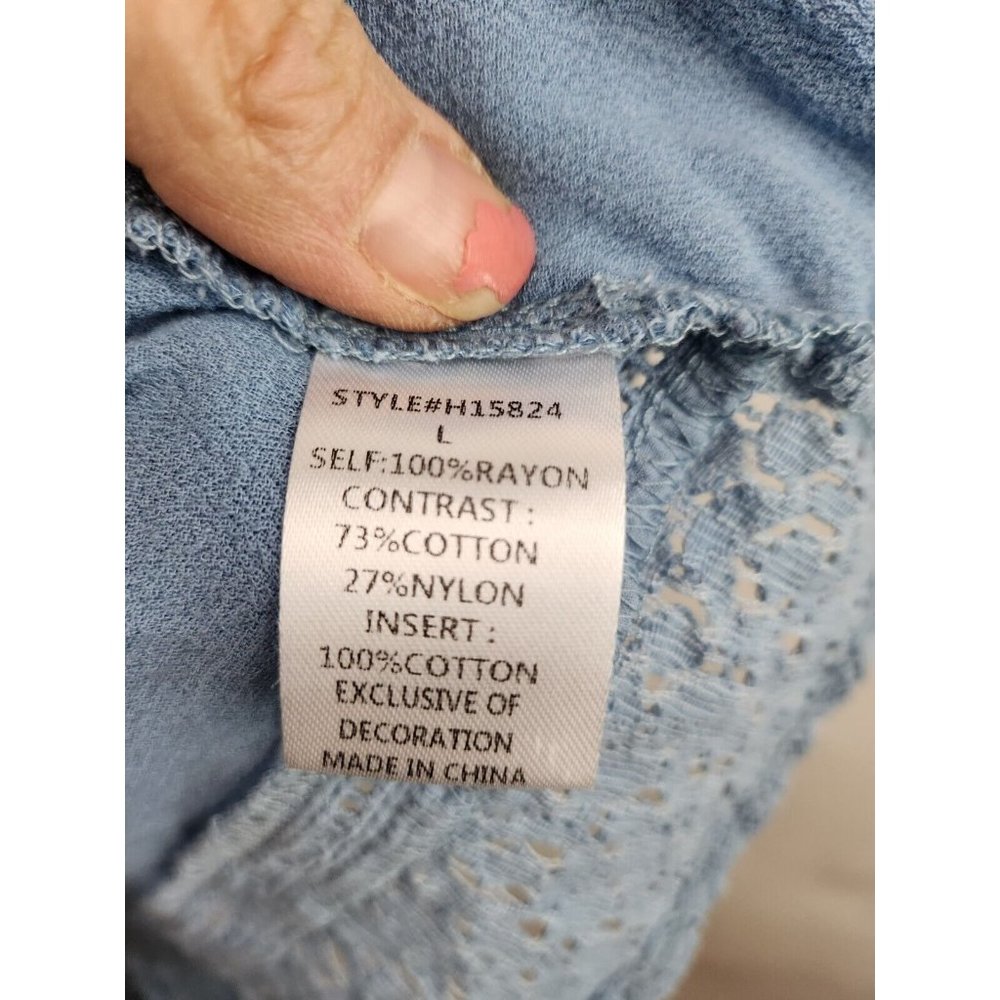 Anthropologie Hazel Blue Embroidered BOHO Peasant Sleeveless Top Large - Picture 6 of 8